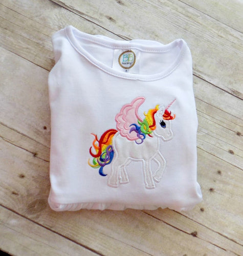 Girls Unicorn Shirt, Unicorn with Pink Wings Girls Tshirt